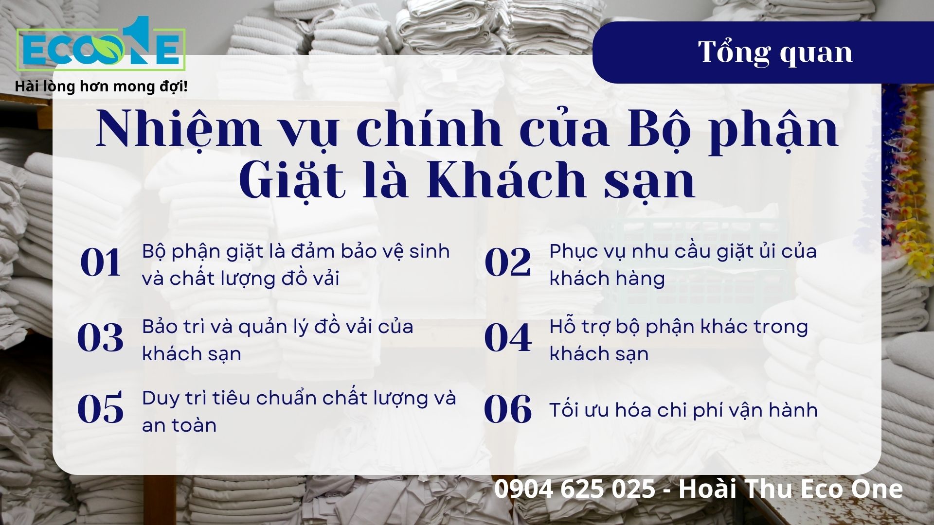 Nhiệm vụ chính của Bộ phận Giặt là Khách sạn